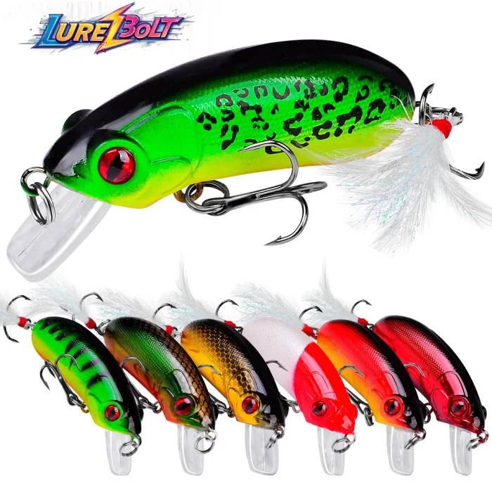 Floating Crankbait Lures with 8# Treble Hook - Colorful Fishing Lures for River, Lake, and Stream