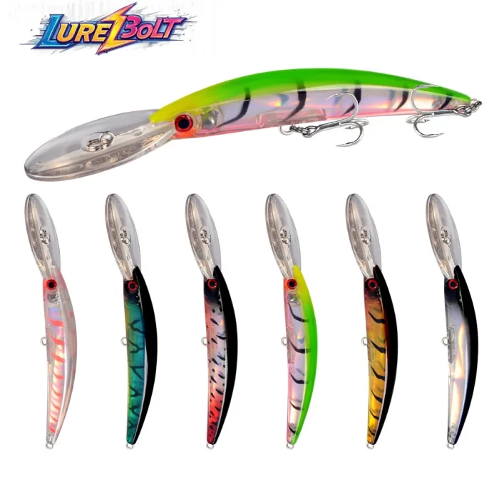 Reflective Transparent Deep Diving Minnow Lure for Freshwater & Saltwater Predator Fish