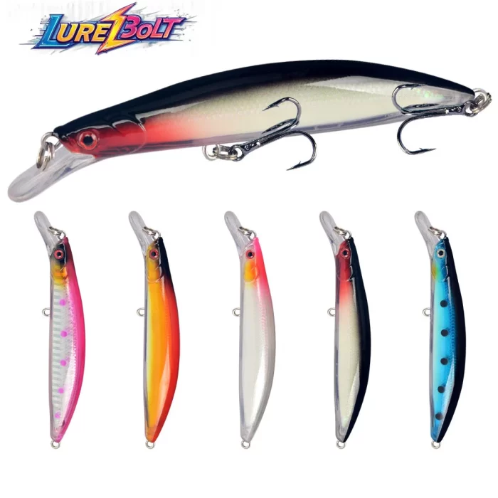 Deep Diving Minnow Fishing Lure with 3D Eyes, Sharp Hooks & Realistic Color Finish