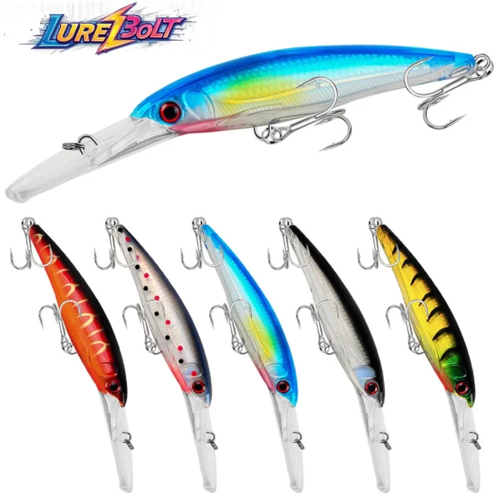 Deep Diving Minnow Lure - Realistic 3D Fish Eye Design for Versatile Fishing