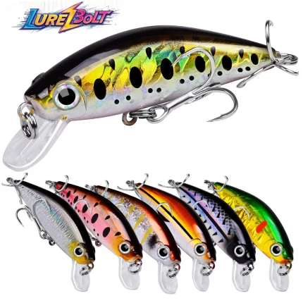 LureBolt Short Lip Crankbait - Mid Shallow Diving Laser Fishing Lures for Bass and Trout