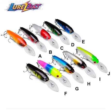 LureBolt Big Mouth Minnow Lure Deep Diving Colorful Hard Bait for Freshwater and Saltwater Fishing