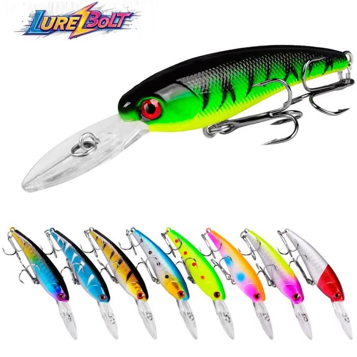 LureBolt Deep Diving Minnow Lure Hard Shell Lifelike Fishing Bait for Deep Water Lure Fishing