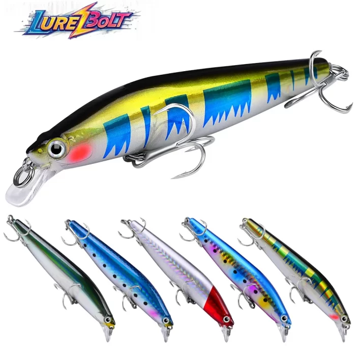 LureBolt Minnow Fishing Lures - Realistic Hard Bait Jerkbaits for Saltwater & Freshwater