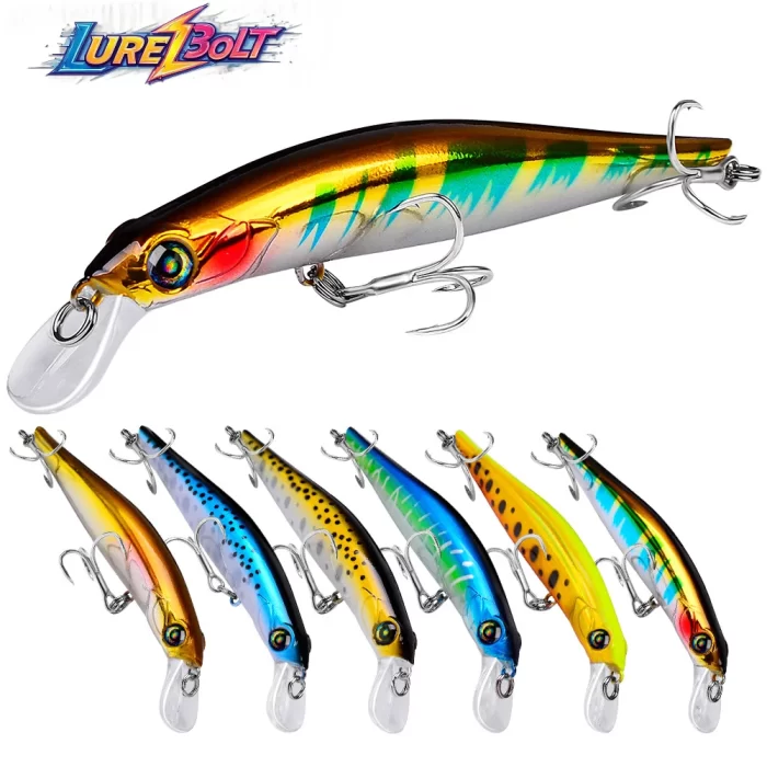 LureBolt Colorful Minnow Fishing Lures - Hard Plastic Jerkbaits for Freshwater and Saltwater Fishing