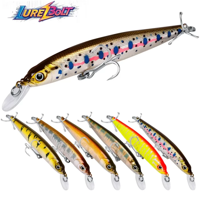 LureBolt Trout Minnow Lures - Realistic Hard Bait Jerkbaits for Freshwater Fishing