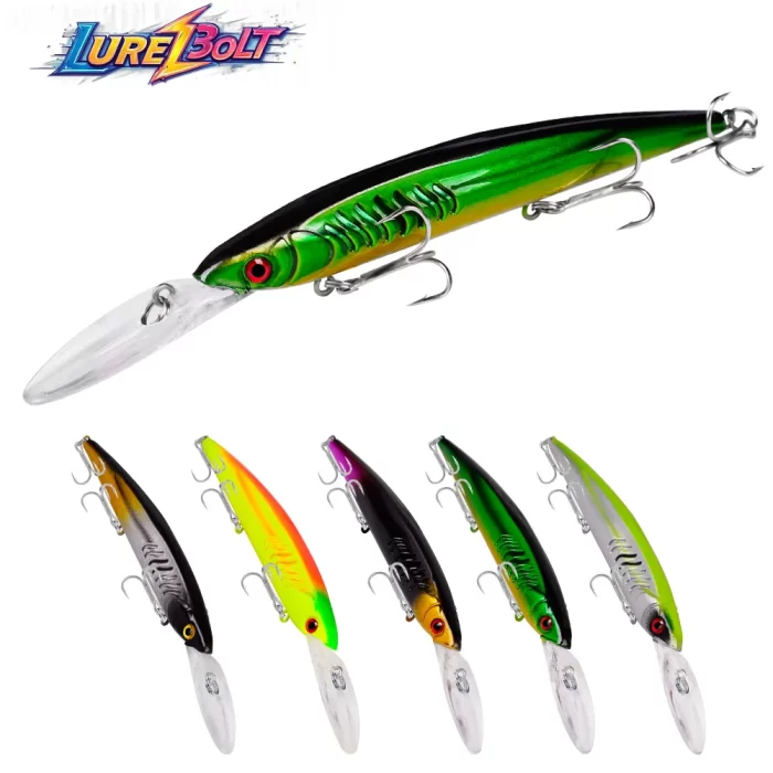 LureBolt Deep Diving Minnow Lures - Hard Crankbait Fishing Lures for Deep Water Angling