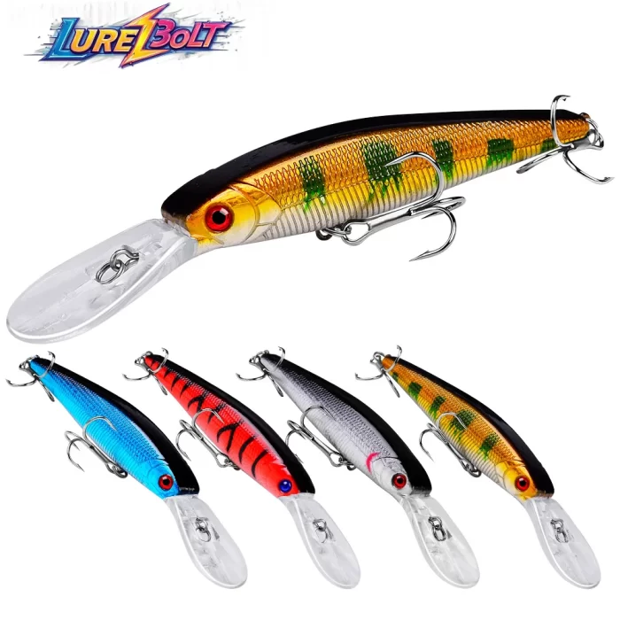 LureBolt Deep Diving Crankbait Minnow Lures - Hard Plastic Fishing Lures for Bass and Pike