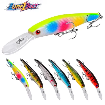 LureBolt Deep Diving Minnow Lure - Colorful Hard Crankbait for Bass and Pike Fishing