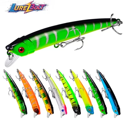 LureBolt Long Casting Deep Diving Minnow Lure - High Visibility Hard Bait for Bass and Walleye