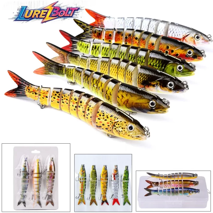 Segmented Lifelike Fish-Shaped Fishing Lure Set - Colorful Jointed Baits for Various Fishing Needs