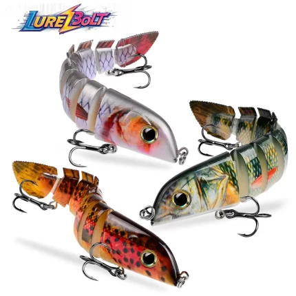LureBolt multi-jointed realistic fishing lure set for various fishing environments