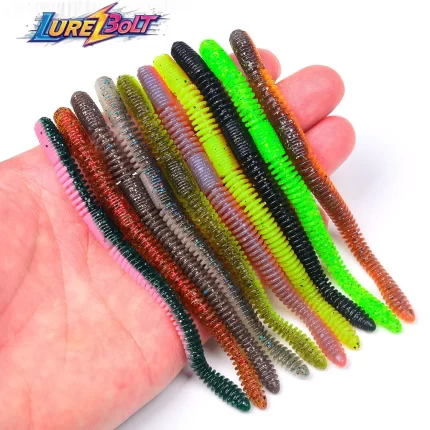 Colored Soft Worm Fishing Lures for Freshwater Fishing | 10pcs