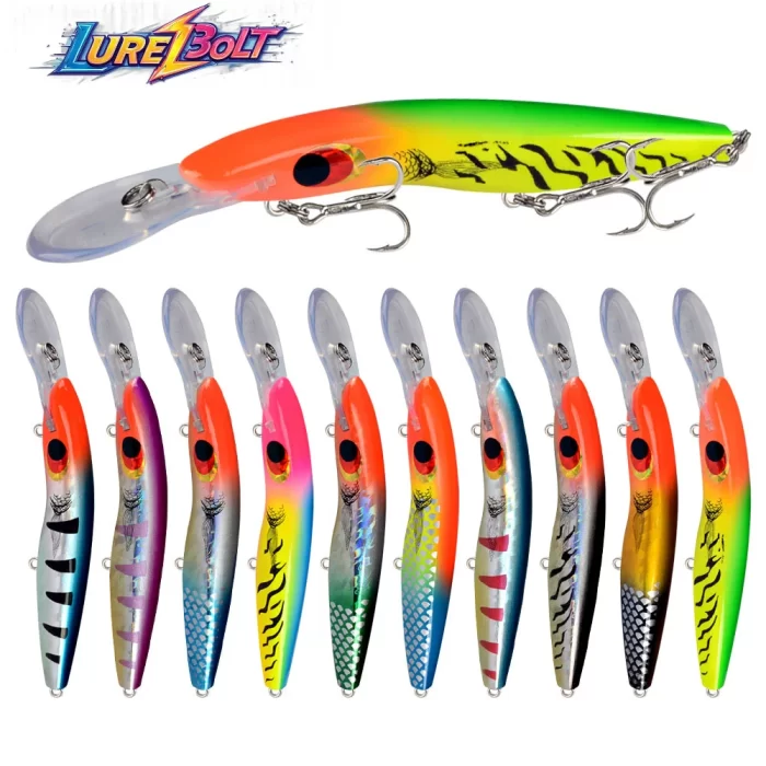 Large-Mouth Colorful Deep Diving Hard Bait Set | Designed for Big Fresh & Saltwater Predators