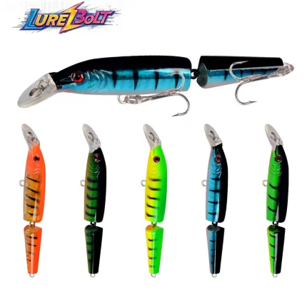 5-Color Jointed Hard Fishing Lure with Treble Hooks | Realistic Design for Better Strikes
