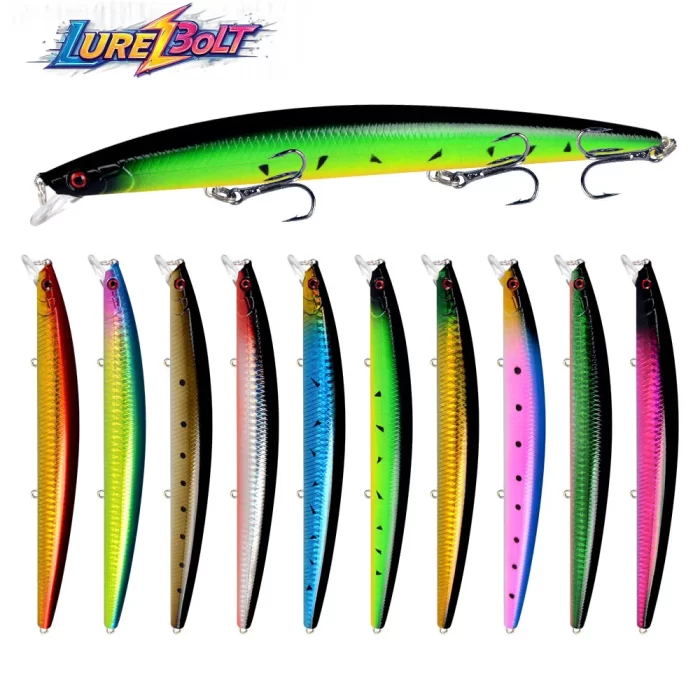 Long Body Multi-Color Reflective Fishing Lure | High-Visibility Hard Bait for Aggressive Strikes