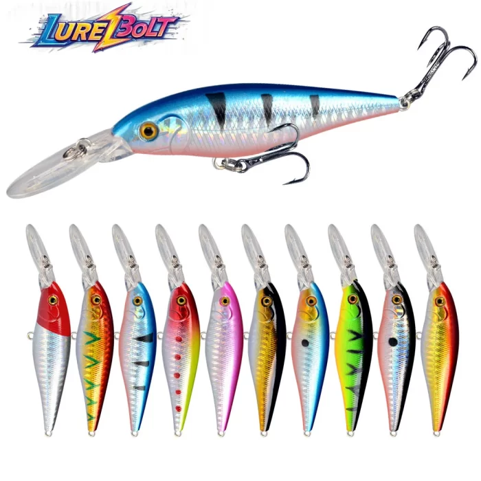 Long Lip Deep Diving Fishing Lure | Blue Back Multi-color Design