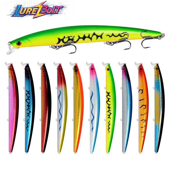 Long Distance Casting Minnow | Slender Body Lure for Sea Bass Fishing
