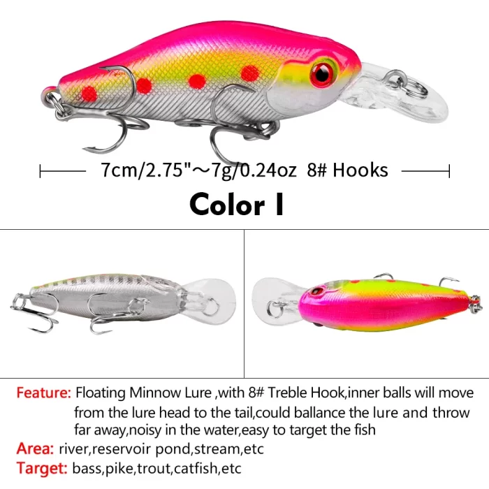 LureBolt Mini Shallow Water Fishing Lures | Small Crankbait Hard Bait for Bass - Image 3