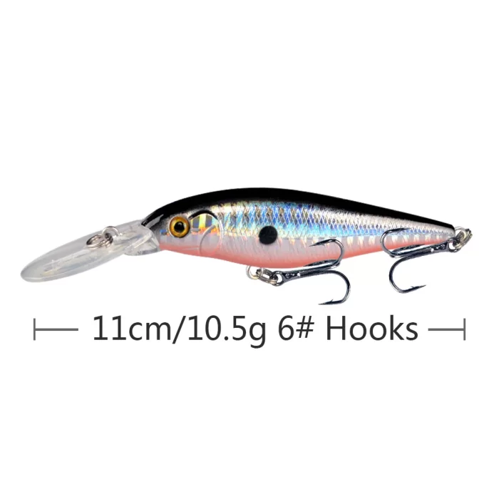 Long Lip Deep Diving Fishing Lure | Blue Back Multi-color Design - Image 10