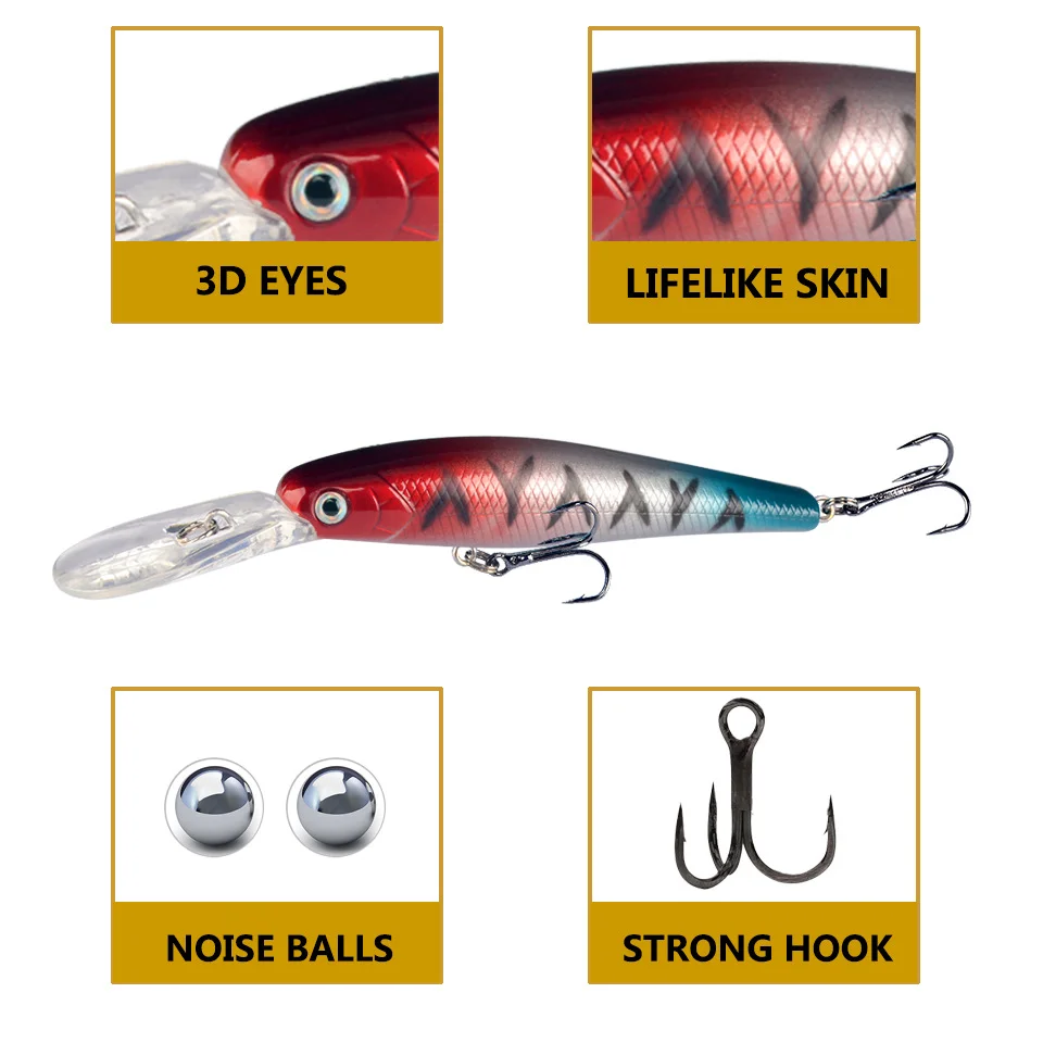 Close-up of LureZ Bolt Fishing Lure showing its 3D eyes and hook details