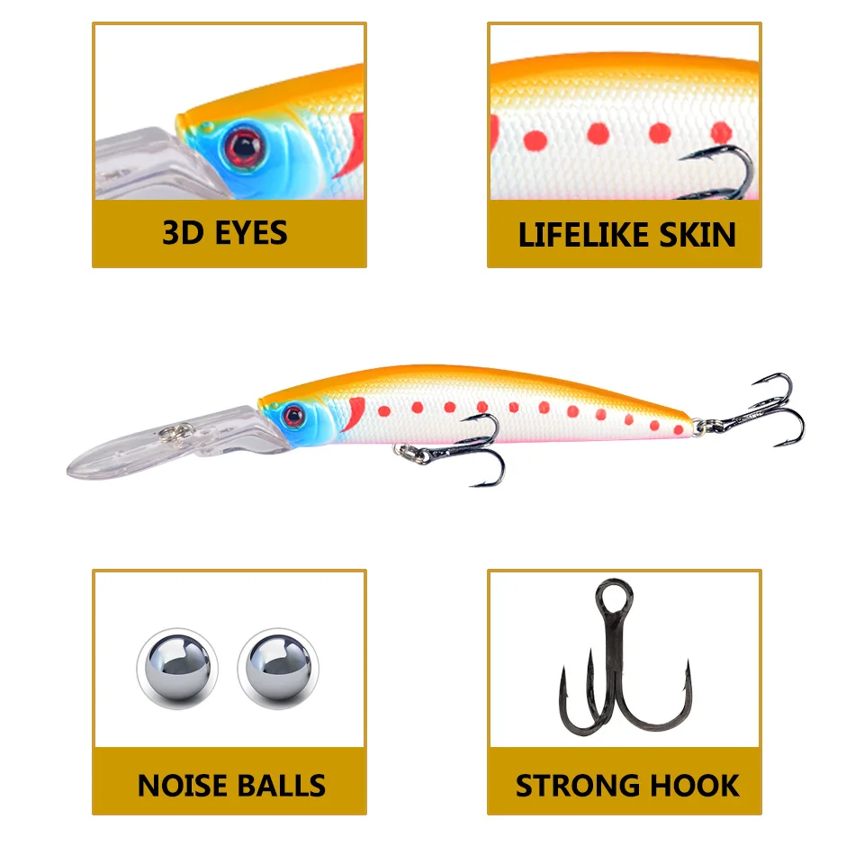 Close-up of LureZ Bolt Fishing Lure showing its 3D eyes and noise-producing features