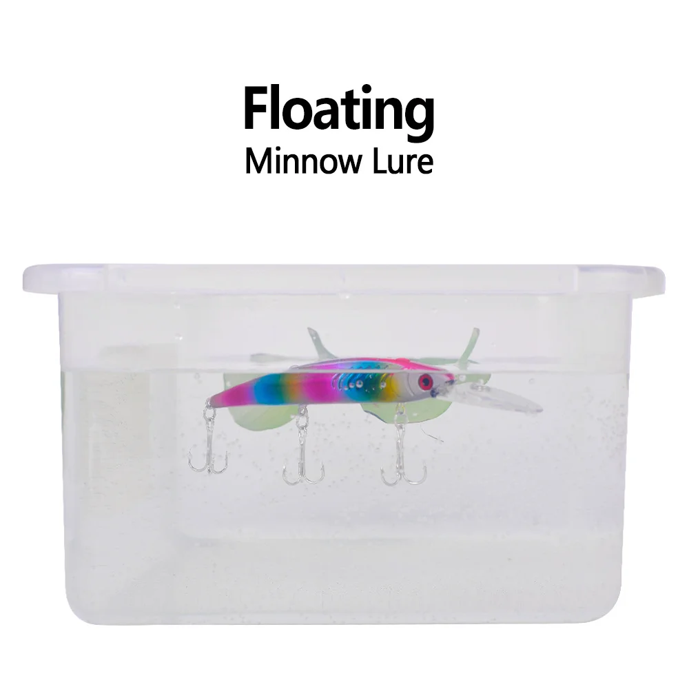 Demonstration of floating lure in water tank to show buoyancy and realistic swimming posture.