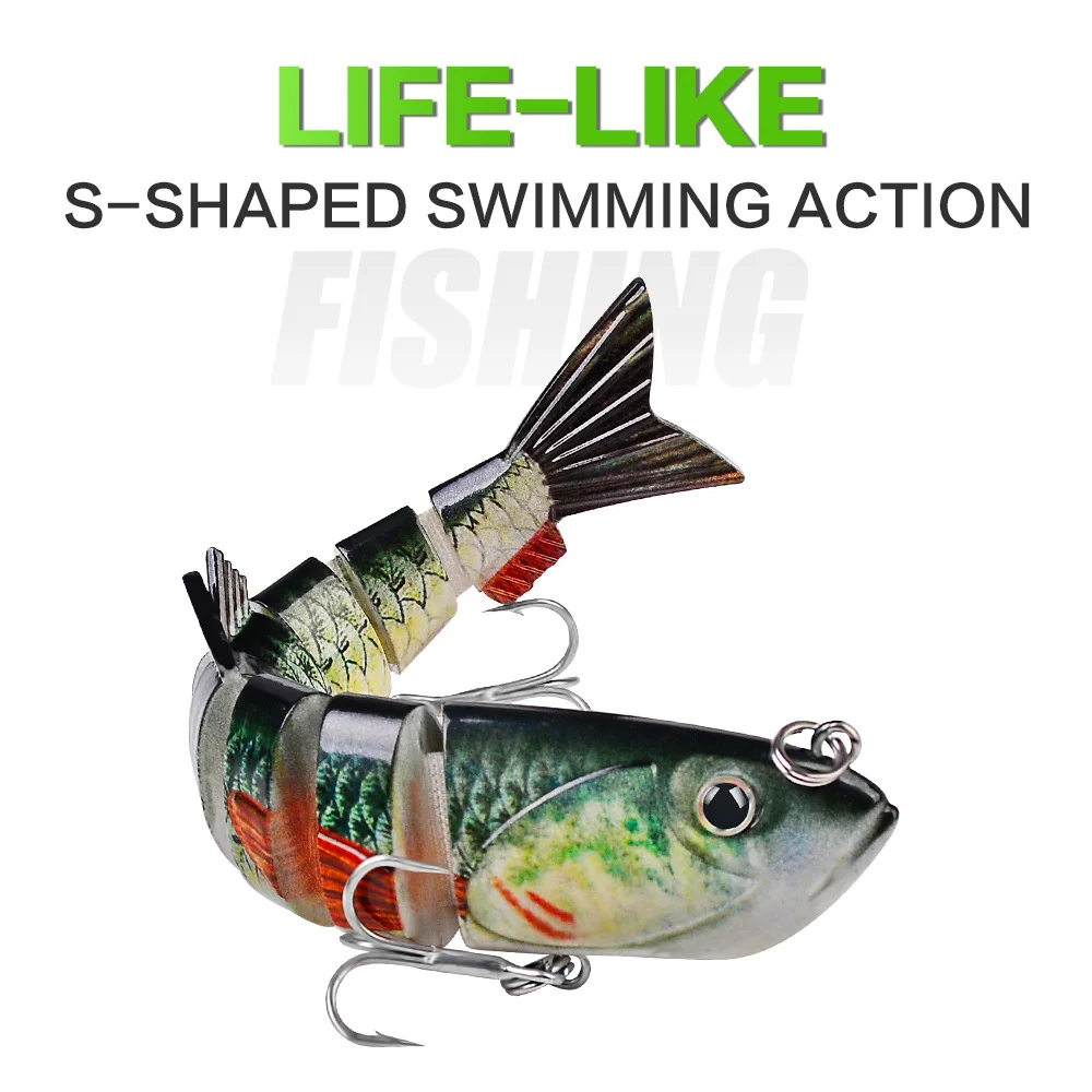 Life-like swimbait showcasing S-shaped swimming action underwater