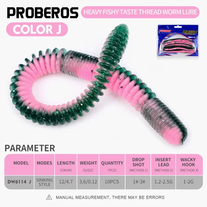 Colored Soft Worm Fishing Lures for Freshwater Fishing | 10pcs - Image 11