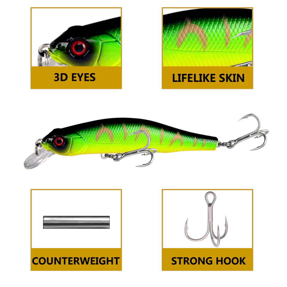  Close-up of LureZ Bolt Fishing Lure showing 3D eyes and hook details 