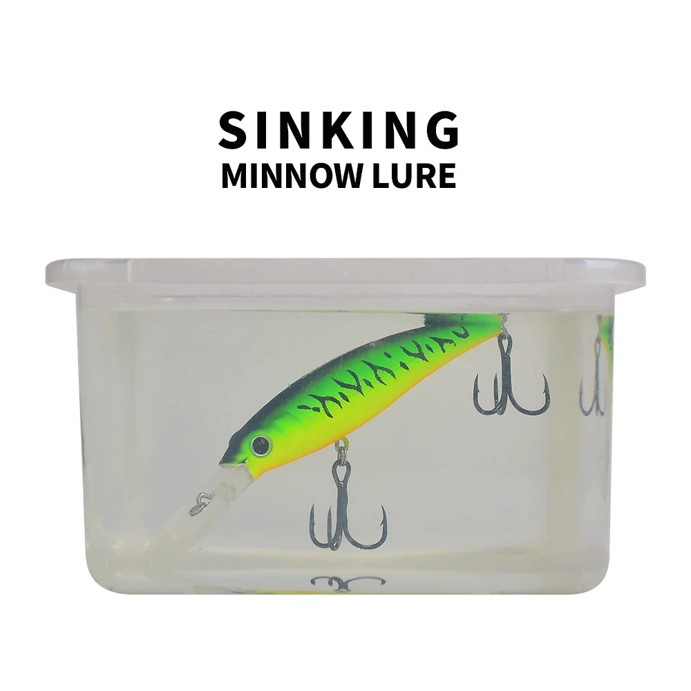 Sinking lure in a water tank to demonstrate its buoyancy and realistic descent movement.