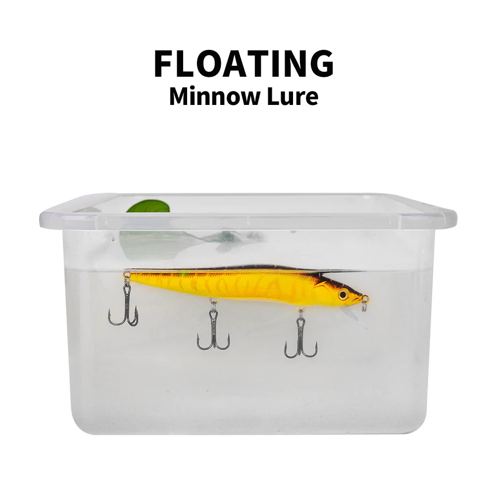 Floating minnow lure in test tank showcasing buoyancy