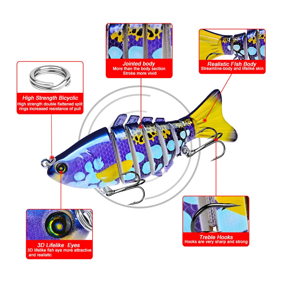 Exploded diagram showing internal structure and parts of jointed fishing lure