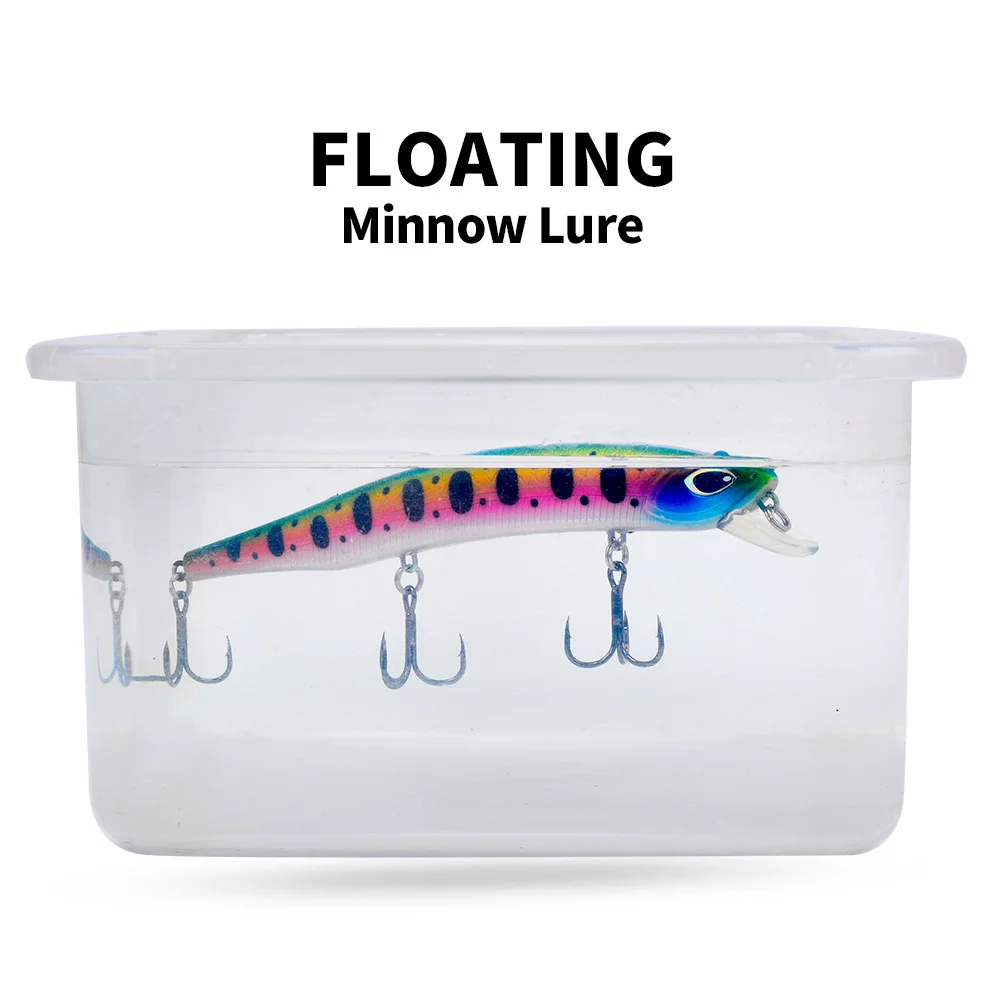 Demonstration of lure floating in water tank, showcasing its buoyancy and natural posture.