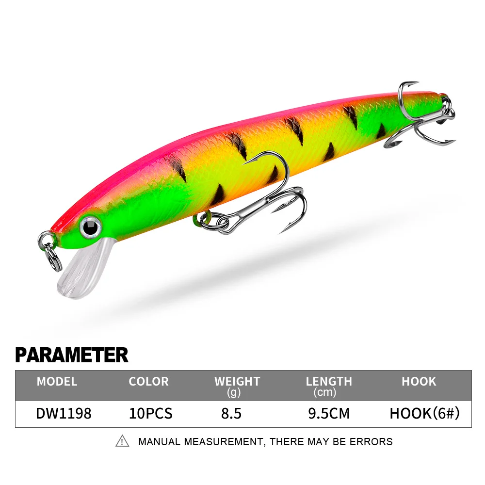 Close-up view of razor-sharp treble hooks on a premium minnow lure, designed for solid hooksets.