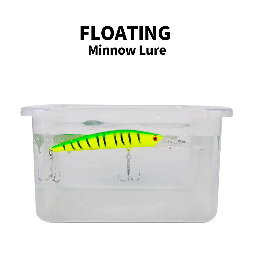 Floating lure demonstrated inside a water container to show buoyancy
