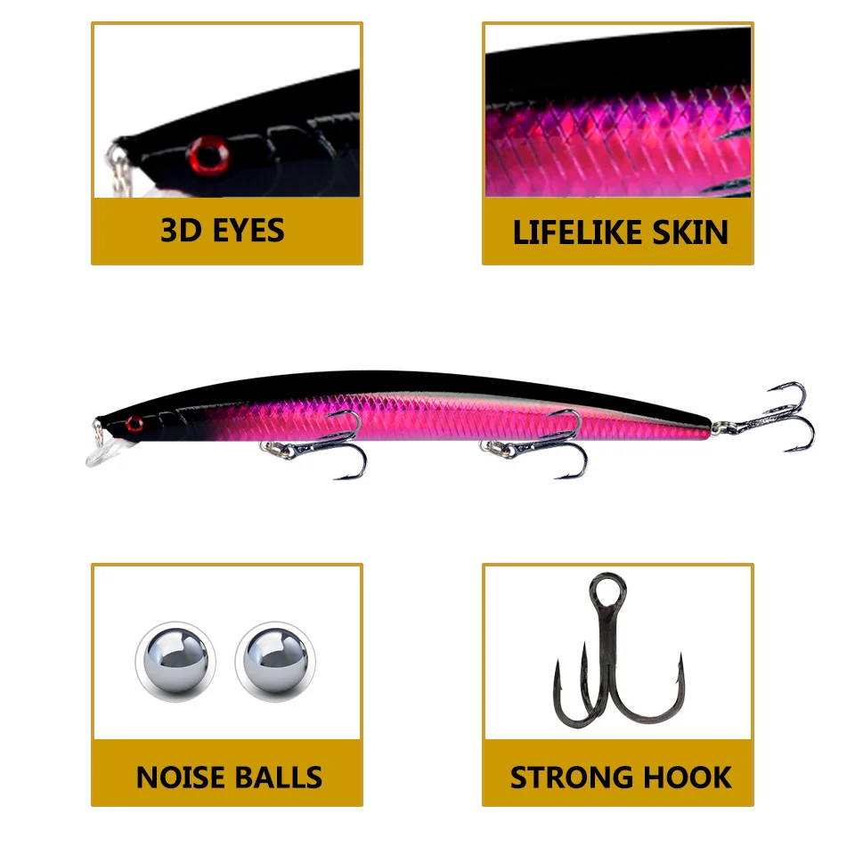 Close-up of the LureZ Bolt Fishing Lure with 3D eyes and hooks 