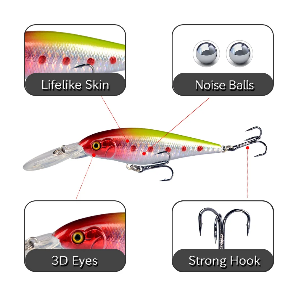 Close-up of the LureZ Bolt Fishing Lure with 3D eyes and hooks