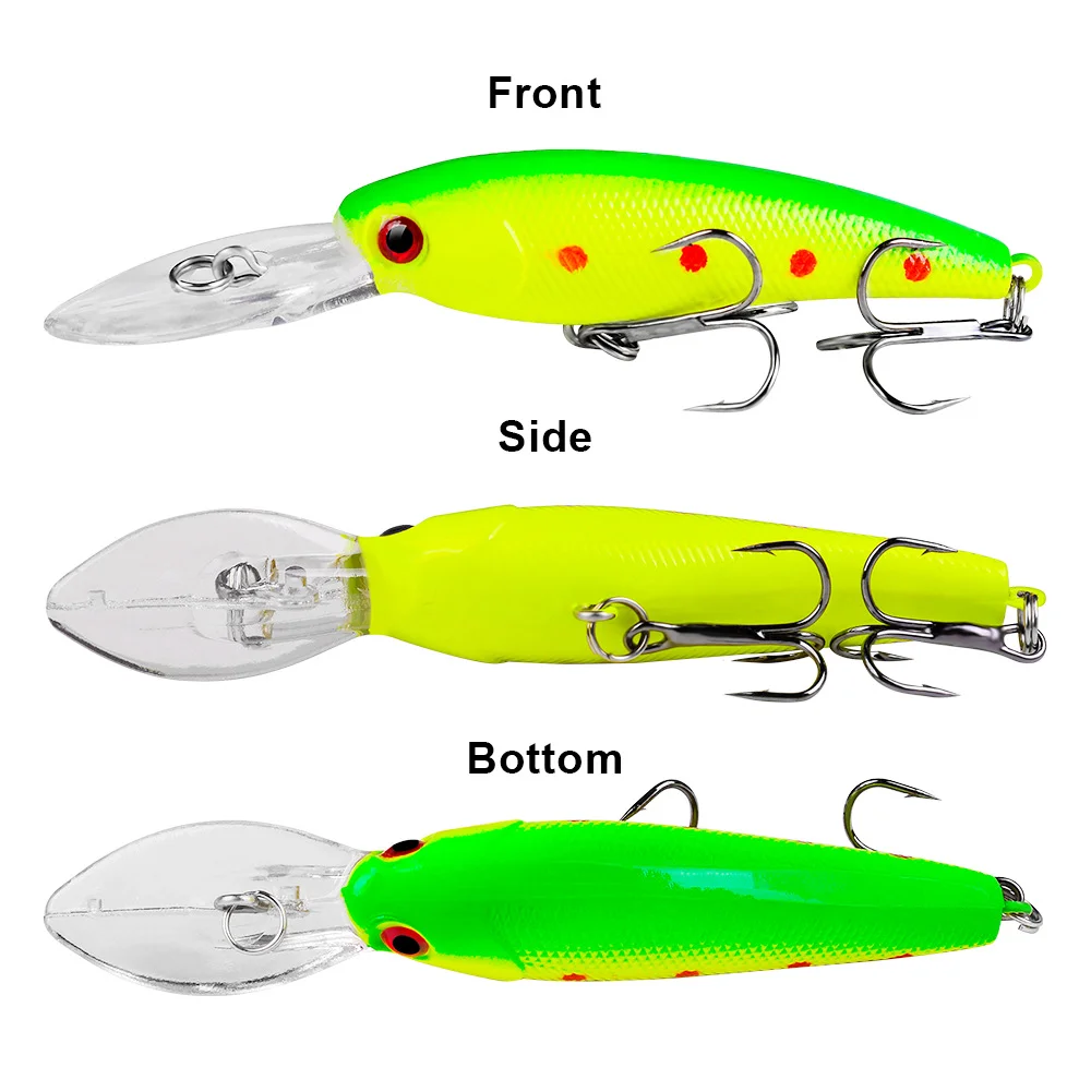 Multi-angle view of the lure showing front, side, and bottom