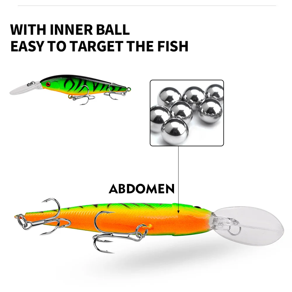 Lure with inner ball weight system designed to attract fish through motion and sound.