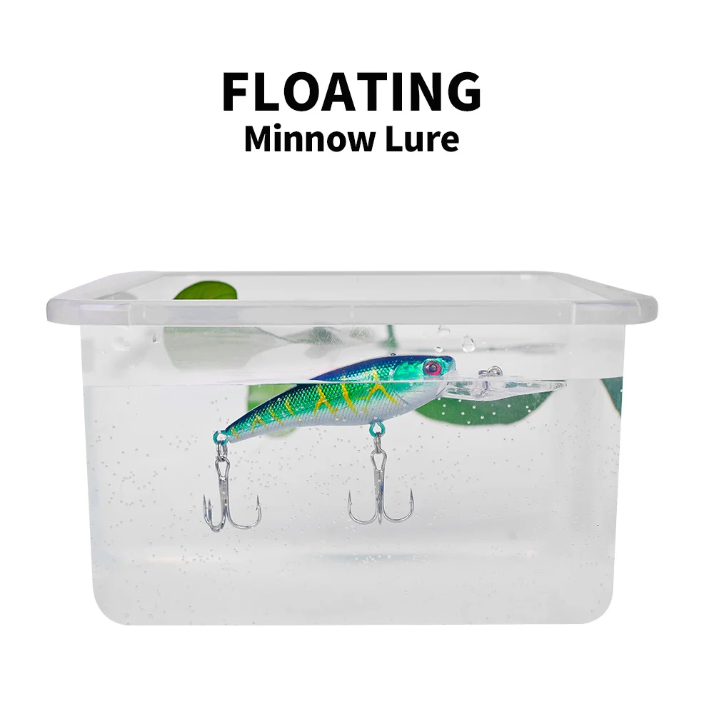 Floating minnow lure demonstration inside a water container