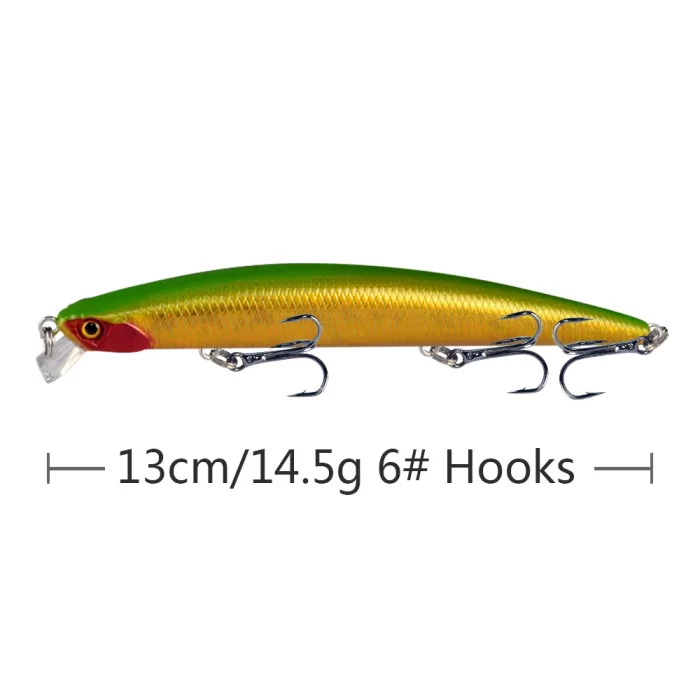 Long Minnow Fishing Lure with Holographic Body and Sharp Treble Hooks for Saltwater & Freshwater - Image 2