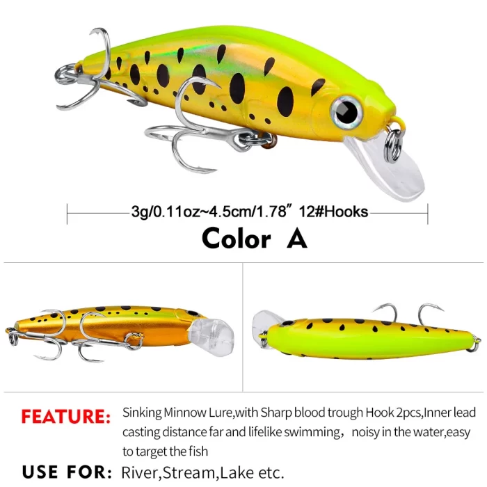 LureBolt Short Lip Crankbait - Mid Shallow Diving Laser Fishing Lures for Bass and Trout - Image 2