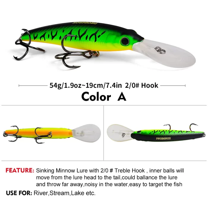 LureBolt Deep Diving Minnow Lure Bait Colorful Hard Fishing Lures for Freshwater and Saltwater - Image 2