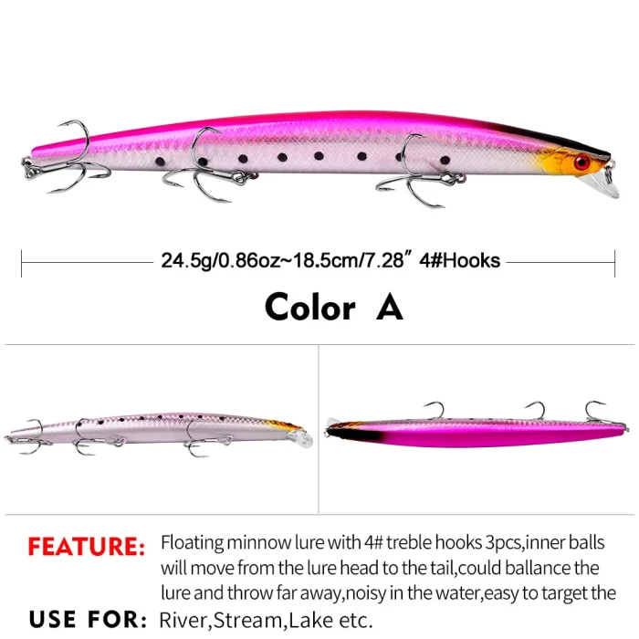 LureBolt Long Minnow Lure Ultra Long Casting Slim Hard Bait for Freshwater and Saltwater Big Fish - Image 2
