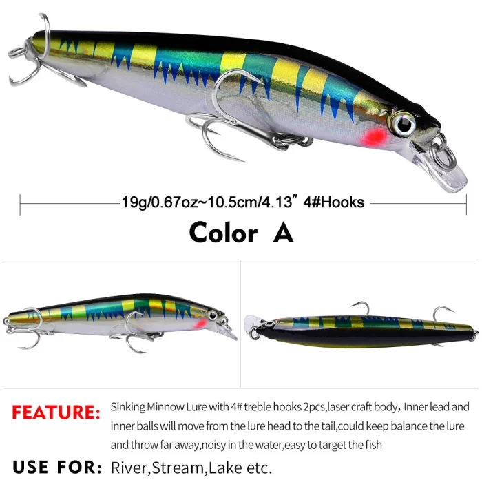 LureBolt Minnow Fishing Lures - Realistic Hard Bait Jerkbaits for Saltwater & Freshwater - Image 2