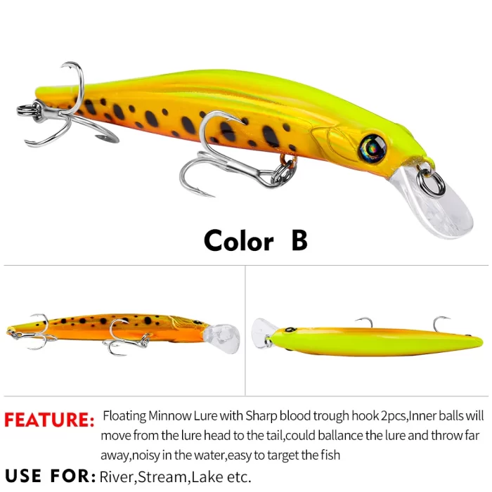 LureBolt Colorful Minnow Fishing Lures - Hard Plastic Jerkbaits for Freshwater and Saltwater Fishing - Image 2