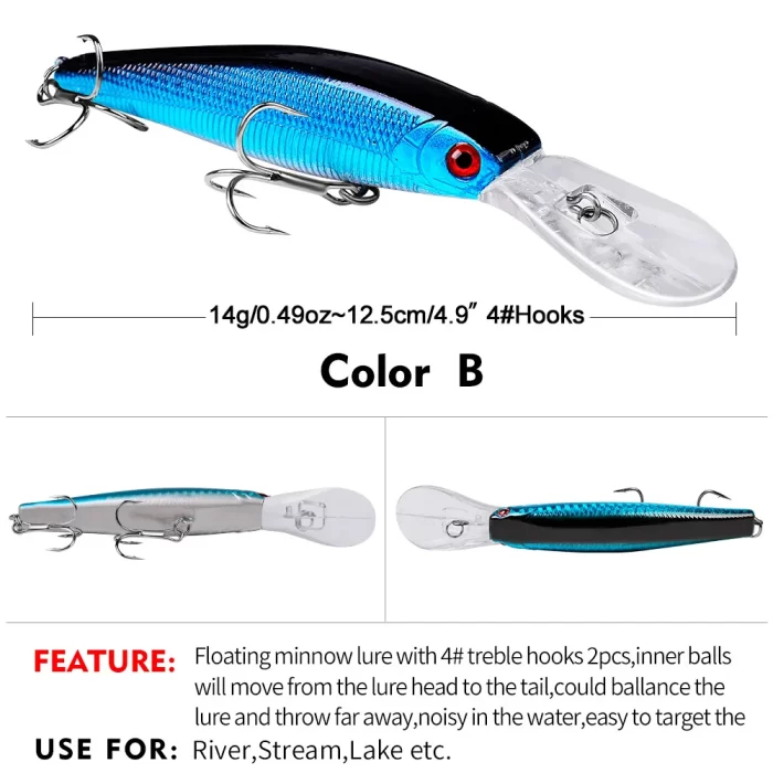 LureBolt Deep Diving Crankbait Minnow Lures - Hard Plastic Fishing Lures for Bass and Pike - Image 2