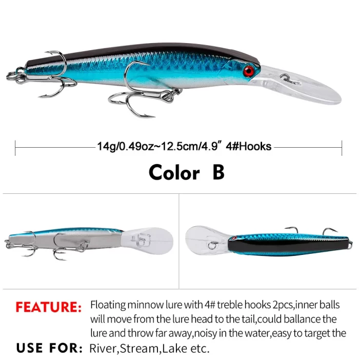LureBolt Deep Diving Minnow Lure - Colorful Hard Crankbait for Bass and Pike Fishing - Image 2