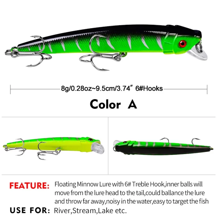 LureBolt Long Casting Deep Diving Minnow Lure - High Visibility Hard Bait for Bass and Walleye - Image 2